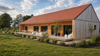 Maison ossature bois bioclimatique à Molières (Dordogne)